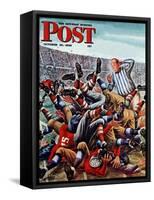 "Football Pile-up," Saturday Evening Post Cover, October 23, 1948-Constantin Alajalov-Framed Stretched Canvas