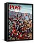 "Football Pile-up," Saturday Evening Post Cover, October 23, 1948-Constantin Alajalov-Framed Stretched Canvas