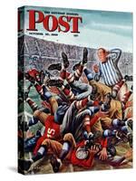 "Football Pile-up," Saturday Evening Post Cover, October 23, 1948-Constantin Alajalov-Stretched Canvas