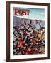 "Football Pile-up," Saturday Evening Post Cover, October 23, 1948-Constantin Alajalov-Framed Giclee Print