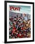 "Football Pile-up," Saturday Evening Post Cover, October 23, 1948-Constantin Alajalov-Framed Giclee Print