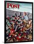 "Football Pile-up," Saturday Evening Post Cover, October 23, 1948-Constantin Alajalov-Framed Giclee Print