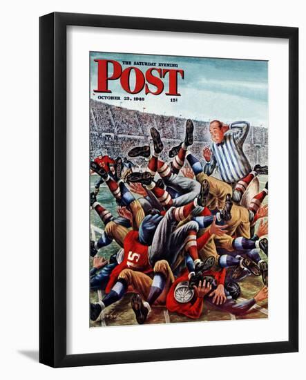 "Football Pile-up," Saturday Evening Post Cover, October 23, 1948-Constantin Alajalov-Framed Giclee Print