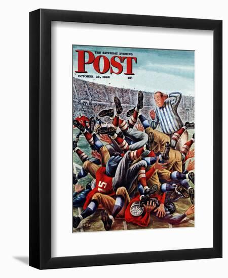 "Football Pile-up," Saturday Evening Post Cover, October 23, 1948-Constantin Alajalov-Framed Premium Giclee Print