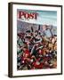 "Football Pile-up," Saturday Evening Post Cover, October 23, 1948-Constantin Alajalov-Framed Giclee Print