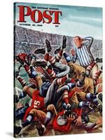 "Football Pile-up," Saturday Evening Post Cover, October 23, 1948-Constantin Alajalov-Stretched Canvas