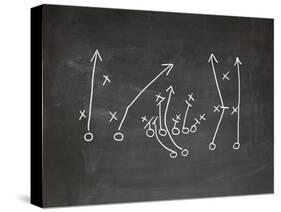 Football Play Strategy Drawn Out On A Chalk Board-Phase4Photography-Stretched Canvas