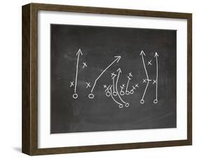 Football Play Strategy Drawn Out On A Chalk Board-Phase4Photography-Framed Art Print