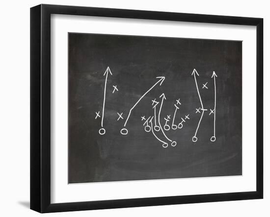 Football Play Strategy Drawn Out On A Chalk Board-Phase4Photography-Framed Art Print