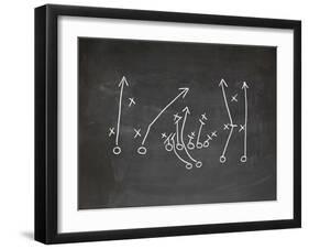 Football Play Strategy Drawn Out On A Chalk Board-Phase4Photography-Framed Art Print