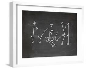 Football Play Strategy Drawn Out On A Chalk Board-Phase4Photography-Framed Art Print