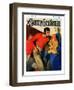 "Football Player and Fan," Country Gentleman Cover, October 1, 1926-McClelland Barclay-Framed Giclee Print