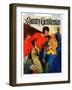 "Football Player and Fan," Country Gentleman Cover, October 1, 1926-McClelland Barclay-Framed Giclee Print