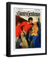 "Football Player and Fan," Country Gentleman Cover, October 1, 1926-McClelland Barclay-Framed Giclee Print