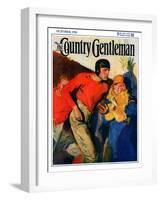 "Football Player and Fan," Country Gentleman Cover, October 1, 1926-McClelland Barclay-Framed Giclee Print