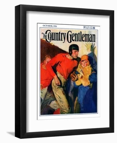 "Football Player and Fan," Country Gentleman Cover, October 1, 1926-McClelland Barclay-Framed Premium Giclee Print