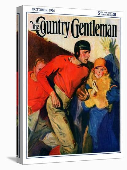 "Football Player and Fan," Country Gentleman Cover, October 1, 1926-McClelland Barclay-Stretched Canvas