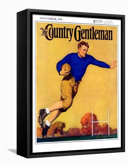 "Football Player," Country Gentleman Cover, November 1, 1931-John Newton Howitt-Framed Stretched Canvas