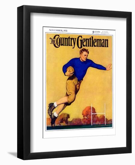 "Football Player," Country Gentleman Cover, November 1, 1931-John Newton Howitt-Framed Premium Giclee Print