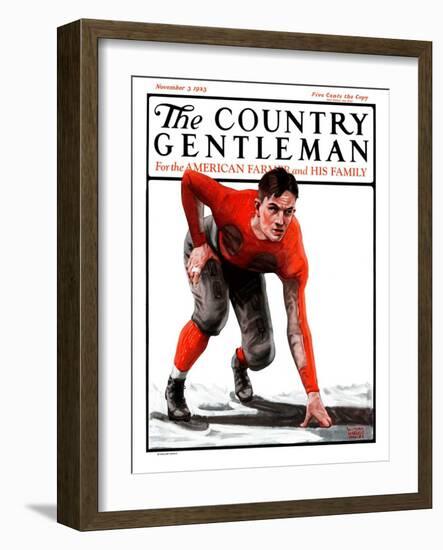 "Football Player," Country Gentleman Cover, November 3, 1923-WM. Hoople-Framed Giclee Print