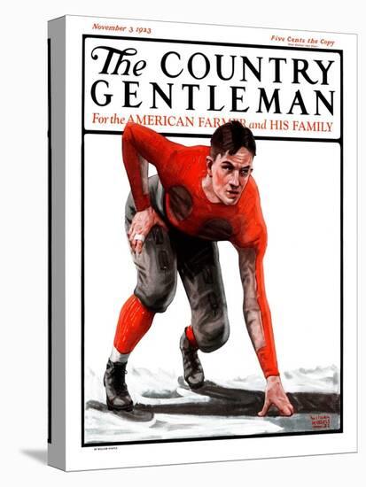 "Football Player," Country Gentleman Cover, November 3, 1923-WM. Hoople-Stretched Canvas