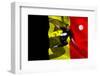 Football Player in Black Kicking against Belgium Flag-Wavebreak Media Ltd-Framed Photographic Print