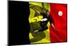 Football Player in Black Kicking against Belgium Flag-Wavebreak Media Ltd-Mounted Photographic Print