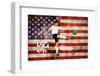Football Player in White Kicking against Usa Flag in Grunge Effect-Wavebreak Media Ltd-Framed Photographic Print
