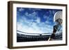 Football Player Raises His Helmet before an Important Game-yobro-Framed Photographic Print