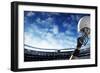 Football Player Raises His Helmet before an Important Game-yobro-Framed Photographic Print