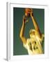 Football Player Reaching Up To Catch a Ball-null-Framed Photographic Print