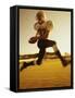 Football Player Running with The Ball-null-Framed Stretched Canvas