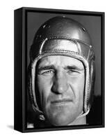 Football Player Sam Baugh of the Washington Redskins, Wearing His Helmet-Carl Mydans-Framed Stretched Canvas