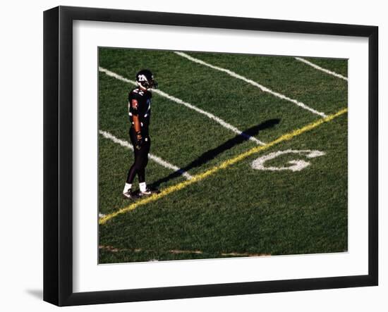 Football Player Standing at the Goal Line-null-Framed Photographic Print