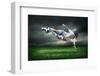 Football Player with Ball in Action Outdoors-Andrey Yurlov-Framed Photographic Print