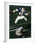 Football Running Back Flys over the Defense-null-Framed Photographic Print