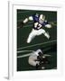 Football Running Back Flys over the Defense-null-Framed Photographic Print