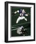 Football Running Back Flys over the Defense-null-Framed Photographic Print