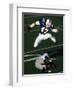 Football Running Back Flys over the Defense-null-Framed Photographic Print