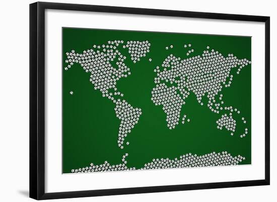 Football Soccer Balls World Map-Michael Tompsett-Framed Art Print
