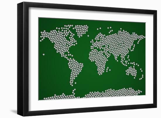 Football Soccer Balls World Map-Michael Tompsett-Framed Art Print