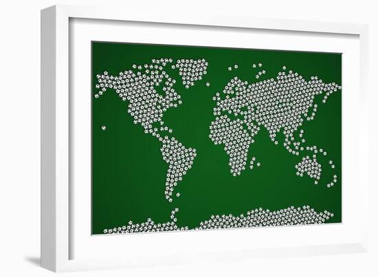 Football Soccer Balls World Map-Michael Tompsett-Framed Art Print