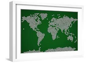 Football Soccer Balls World Map-Michael Tompsett-Framed Art Print