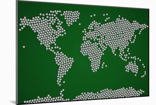 Football Soccer Balls World Map-Michael Tompsett-Mounted Art Print