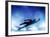 Football, Soccer Match. A Goalkeeper Jumping to Defend, save the Ball from Goal. Lights on the Stad-Michal Bednarek-Framed Photographic Print