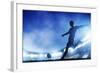 Football, Soccer Match. A Player Shooting on Goal. Lights on the Stadium at Night.-Michal Bednarek-Framed Photographic Print