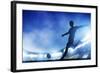 Football, Soccer Match. A Player Shooting on Goal. Lights on the Stadium at Night.-Michal Bednarek-Framed Photographic Print