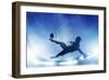 Football, Soccer Match. A Player Shooting on Goal Performing a Bicycle Kick. Lights on the Stadium-Michal Bednarek-Framed Photographic Print