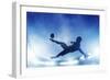 Football, Soccer Match. A Player Shooting on Goal Performing a Bicycle Kick. Lights on the Stadium-Michal Bednarek-Framed Photographic Print