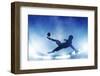 Football, Soccer Match. A Player Shooting on Goal Performing a Bicycle Kick. Lights on the Stadium-Michal Bednarek-Framed Photographic Print